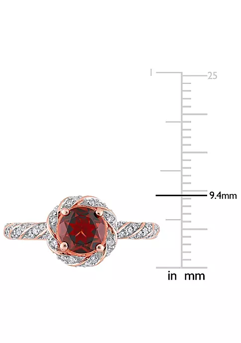 New ⭐ Garnet and 1/4 CT TW Diamond Halo Vintage Ring in 14k Rose Gold by Belk & Co. ❤️ 4 New ⭐ Garnet and 1/4 CT TW Diamond Halo Vintage Ring in 14k Rose Gold by Belk & Co. ❤️ - Image 4