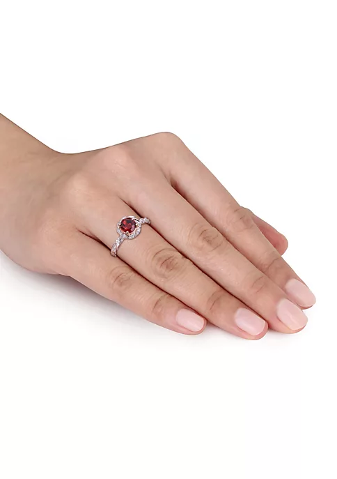 New ⭐ Garnet and 1/4 CT TW Diamond Halo Vintage Ring in 14k Rose Gold by Belk & Co. ❤️ 5 New ⭐ Garnet and 1/4 CT TW Diamond Halo Vintage Ring in 14k Rose Gold by Belk & Co. ❤️ - Image 5