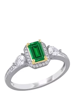 Best Sale ⌛ Sapphire and Diamond Halo 3-Stone Ring by Belk & Co. 💯 -DealsBelk & Co. Store Belk 27974