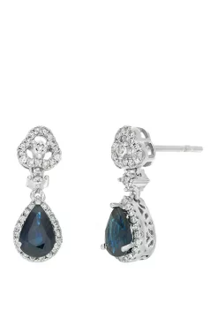 Deals 🎁 7/8 ct. t.w. Sapphire and 1/5 ct. t.w. Diamond Earrings in 10K White Gold by Belk & Co. 🎁