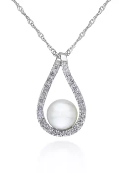 Outlet 🎉 14k White Gold Cultured Freshwater Pearl and Diamond Pendant by Belk & Co. 💯 5 Outlet 🎉 14k White Gold Cultured Freshwater Pearl and Diamond Pendant by Belk & Co. 💯 -DealsBelk & Co. Store Belk 28005