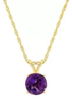 Best Sale ๐ 14K Yellow Gold 7mm Round Amethyst Pendant Necklace by Belk & Co. ๐