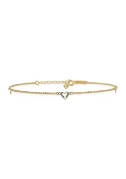 Promo 😍 14K Yellow Gold Diamond Cut Hearts 9 Inch Plus 1 Inch Extension Anklet by Belk & Co. 😀 -DealsBelk & Co. Store Belk 2801