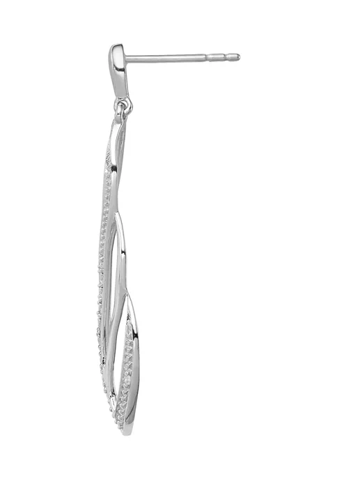 Hot Sale ❤️ 1/10 ct. t.w. Diamond Dangle Post Earrings in Rhodium Plated Sterling Silver by Belk & Co. 🌟 3 Hot Sale ❤️ 1/10 ct. t.w. Diamond Dangle Post Earrings in Rhodium Plated Sterling Silver by Belk & Co. 🌟 - Image 3