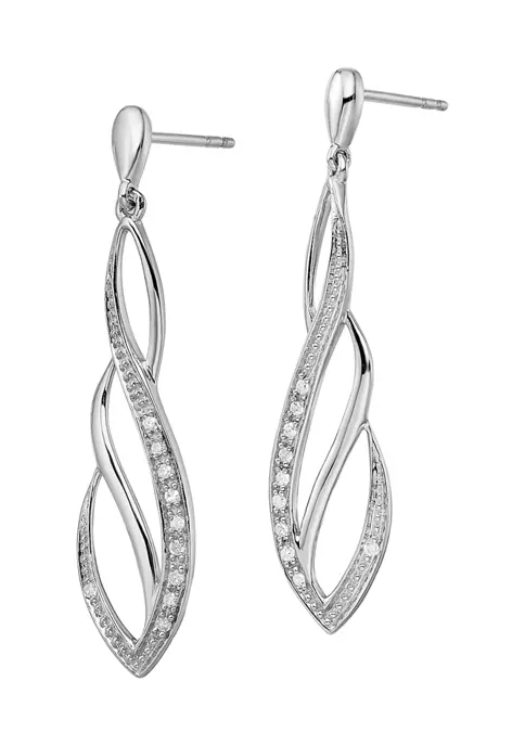 Hot Sale ❤️ 1/10 ct. t.w. Diamond Dangle Post Earrings in Rhodium Plated Sterling Silver by Belk & Co. 🌟 4 Hot Sale ❤️ 1/10 ct. t.w. Diamond Dangle Post Earrings in Rhodium Plated Sterling Silver by Belk & Co. 🌟 - Image 4