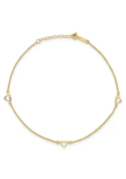 Promo 😍 14K Yellow Gold Diamond Cut Hearts 9 Inch Plus 1 Inch Extension Anklet by Belk & Co. 😀 -DealsBelk & Co. Store Belk 2802