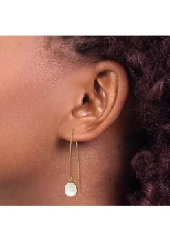 Wholesale ✔️ 14K Yellow Gold 7-8mm White Teardrop Freshwater Cultured Pearl Box Chain Threader Earrings by Belk & Co. 👏 -DealsBelk & Co. Store Belk 28021