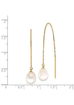 Wholesale ✔️ 14K Yellow Gold 7-8mm White Teardrop Freshwater Cultured Pearl Box Chain Threader Earrings by Belk & Co. 👏 -DealsBelk & Co. Store Belk 28022