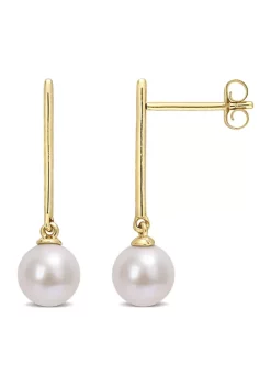 Brand new ✨ 6-6.5mm Cultured Freshwater Pearl Linear Dangle Earrings in 10k Yellow Gold by Belk & Co. ⭐