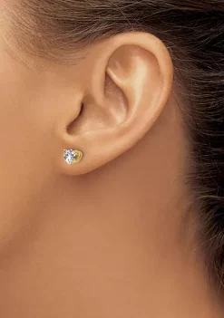 Flash Sale 😉 14K Yellow Gold 5mm Heart Cubic Zirconia Earrings by Belk & Co. 👍 -DealsBelk & Co. Store Belk 28029