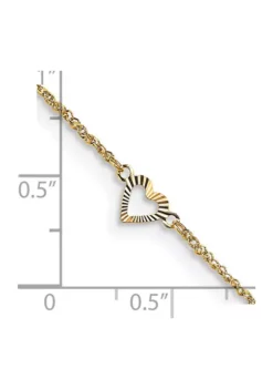 Promo 😍 14K Yellow Gold Diamond Cut Hearts 9 Inch Plus 1 Inch Extension Anklet by Belk & Co. 😀 -DealsBelk & Co. Store Belk 2803