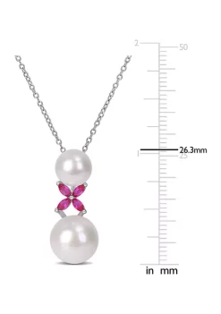 Flash Sale 🧨 Lab Created Cultured Freshwater Pearl and Created Ruby Cross Pendant with Chain in Sterling Silver by Belk & Co. 😍 -DealsBelk & Co. Store Belk 28033