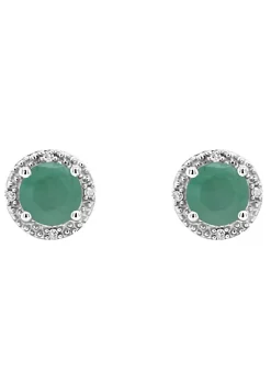 Flash Sale 😀 Sterling Silver 5mm Round Emerald Diamond Accent Halo Stud Earrings by Belk & Co. 🎁 -DealsBelk & Co. Store Belk 28037