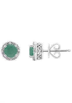 Flash Sale 😀 Sterling Silver 5mm Round Emerald Diamond Accent Halo Stud Earrings by Belk & Co. 🎁 -DealsBelk & Co. Store Belk 28039