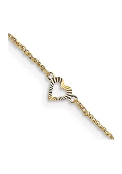 Promo 😍 14K Yellow Gold Diamond Cut Hearts 9 Inch Plus 1 Inch Extension Anklet by Belk & Co. 😀 -DealsBelk & Co. Store Belk 2804