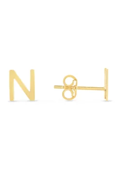 Deals 🔥 14KY Yellow Gold Initial-N Post Earring by Belk & Co. 😉 -DealsBelk & Co. Store Belk 28051