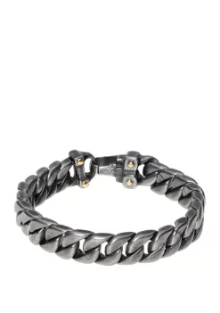 Cheap ๐งจ Stainless Steel Curb Chain Bracelet with Black and Gold Ion Plating by Belk & Co. ๐ฅ