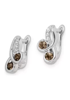 Buy 😉 1/2 ct. t.w. Smoky Quartz and White Topaz Swirl Hinged Earrings in Rhodium-Plated Sterling Silver by Belk & Co. 👏 -DealsBelk & Co. Store Belk 28062