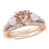 New ❤️ Morganite White Topaz and 1/10 CT TW Diamond Bridal Ring Set in 10k Rose Gold by Belk & Co. ⭐