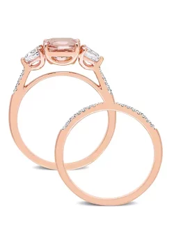 New ❤️ Morganite White Topaz and 1/10 CT TW Diamond Bridal Ring Set in 10k Rose Gold by Belk & Co. ⭐ -DealsBelk & Co. Store Belk 28073