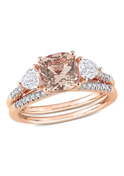New ❤️ Morganite White Topaz and 1/10 CT TW Diamond Bridal Ring Set in 10k Rose Gold by Belk & Co. ⭐ -DealsBelk & Co. Store Belk 28076