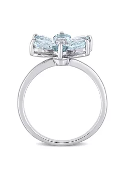 Flash Sale 🥰 Aquamarine and Diamond Accent Floral Ring in 14k White Gold by Belk & Co. 🤩 -DealsBelk & Co. Store Belk 28079
