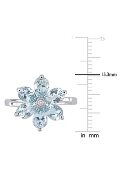 Flash Sale 🥰 Aquamarine and Diamond Accent Floral Ring in 14k White Gold by Belk & Co. 🤩 -DealsBelk & Co. Store Belk 28080