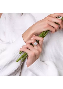 Flash Sale 🥰 Aquamarine and Diamond Accent Floral Ring in 14k White Gold by Belk & Co. 🤩 -DealsBelk & Co. Store Belk 28081