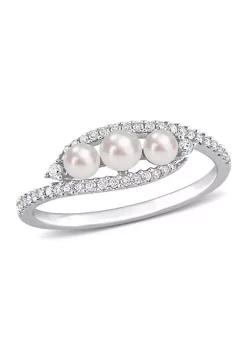 Coupon 😍 3-4MM Cultured Freshwater Pearl and 1/5 CT TW Diamond Bypass Ring in 14k White Gold by Belk & Co. 🔔