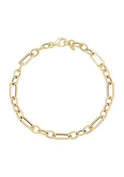 Discount ✔️ 14K Yellow Gold 3+1 Hollow Paperclip Chain Bracelet by Belk & Co. 🧨