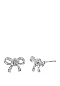 Hot Sale 🧨 1/10 ct. t.w. Diamond Accent Bow Stud Earrings in 10k White Gold by Belk & Co. 🌟 -DealsBelk & Co. Store Belk 28120