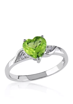 Budget 💯 10k White Gold Peridot and Diamond Heart Ring by Belk & Co. ❤️ -DealsBelk & Co. Store Belk 28129