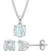 Flash Sale 🎉 3 1/2 CT TGW Aquamarine Solitaire Stud Earring and Pendant with chain Set in Sterling Silver by Belk & Co. ✔️