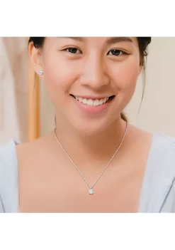 Flash Sale 🎉 3 1/2 CT TGW Aquamarine Solitaire Stud Earring and Pendant with chain Set in Sterling Silver by Belk & Co. ✔️ -DealsBelk & Co. Store Belk 28135