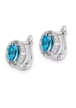 Best deal 👏 2.25 ct. t.w. Swiss Blue Topaz and White Topaz Oval Hinged Earrings in Rhodium-Plated Sterling Silver by Belk & Co. ✔️ -DealsBelk & Co. Store Belk 28148