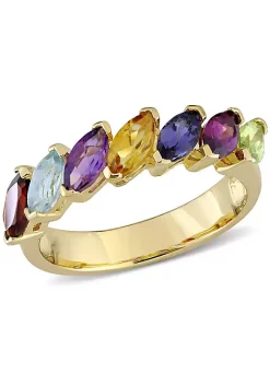 Budget 🤩 Multi-Gemstone Marquise Ring in Yellow Plated Sterling Silver by Belk & Co. 😉