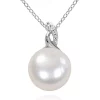 Best Pirce 🌟 Sterling Silver White Cultured Freshwater Pearl and Diamond Pendant by Belk & Co. 😉