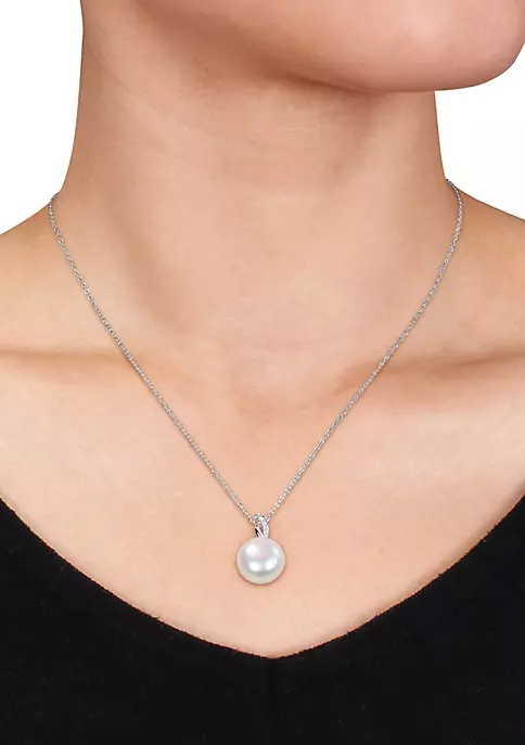 Best Pirce ๐ Sterling Silver White Cultured Freshwater Pearl and Diamond Pendant by Belk & Co. ๐ 2 Best Pirce ๐ Sterling Silver White Cultured Freshwater Pearl and Diamond Pendant by Belk & Co. ๐ - Image 2