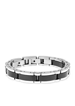 Wholesale 👍 Men's Stainless Steel Bracelet with Ceramic and Lock Extender by Belk & Co. 🔥 -DealsBelk & Co. Store Belk 28164