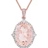 Best reviews of ✨ Morganite, White Sapphire and 1/4 ct. t.w. Diamond Vintage Halo Necklace in 14k Rose Gold by Belk & Co. 👏