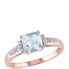 Top 10 🎉 4/5 ct. t.w. Aquamarine and 1/10 ct. t.w. Diamond Accent Promise Ring in 10K Rose Gold by Belk & Co. ❤️