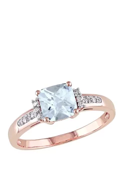 Top 10 ๐ 4/5 ct. t.w. Aquamarine and 1/10 ct. t.w. Diamond Accent Promise Ring in 10K Rose Gold by Belk & Co. โค๏ธ