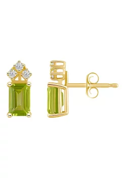 Best reviews of 👍 14K Gold 6x4 Emerald Cut Peridot 1/8 Cttw Diamond Earrings by Belk & Co. 😀