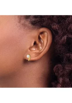Cheap 😍 14K Yellow Gold 5-6mm White Button Freshwater Cultured Pearl Post Earrings by Belk & Co. 👏 -DealsBelk & Co. Store Belk 28226