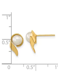 Cheap 😍 14K Yellow Gold 5-6mm White Button Freshwater Cultured Pearl Post Earrings by Belk & Co. 👏 -DealsBelk & Co. Store Belk 28227