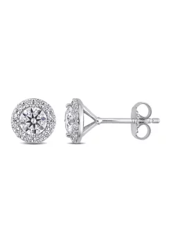 Best Pirce ⭐ 1.3 ct. t.w. Created Moissanite Halo Stud Earrings in Sterling Silver by Belk & Co. 😍 -DealsBelk & Co. Store Belk 28233