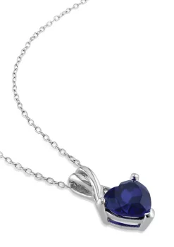 Best Pirce 👍 Lab Created 2-pc Set of 3 3/4 CT TGW Created Blue Sapphire and Diamond Heart Pendant with Chain and Stud Earrings in Sterling Silver by Belk & Co. ❤️ -DealsBelk & Co. Store Belk 28243
