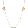 Deals 💯 3 Heart & Beads Station Necklace in 10K Tri-Tone Gold by Belk & Co. 🎁