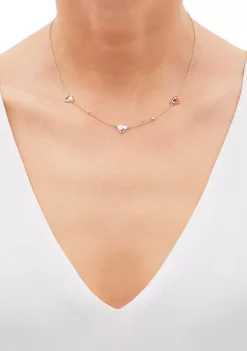 Deals 💯 3 Heart & Beads Station Necklace in 10K Tri-Tone Gold by Belk & Co. 🎁 -DealsBelk & Co. Store Belk 28257