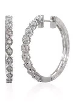 Best Sale ๐ 0.34 ct. t.w. Diamond Hoop Earrings in 14K White Gold by Belk & Co. ๐ฏ